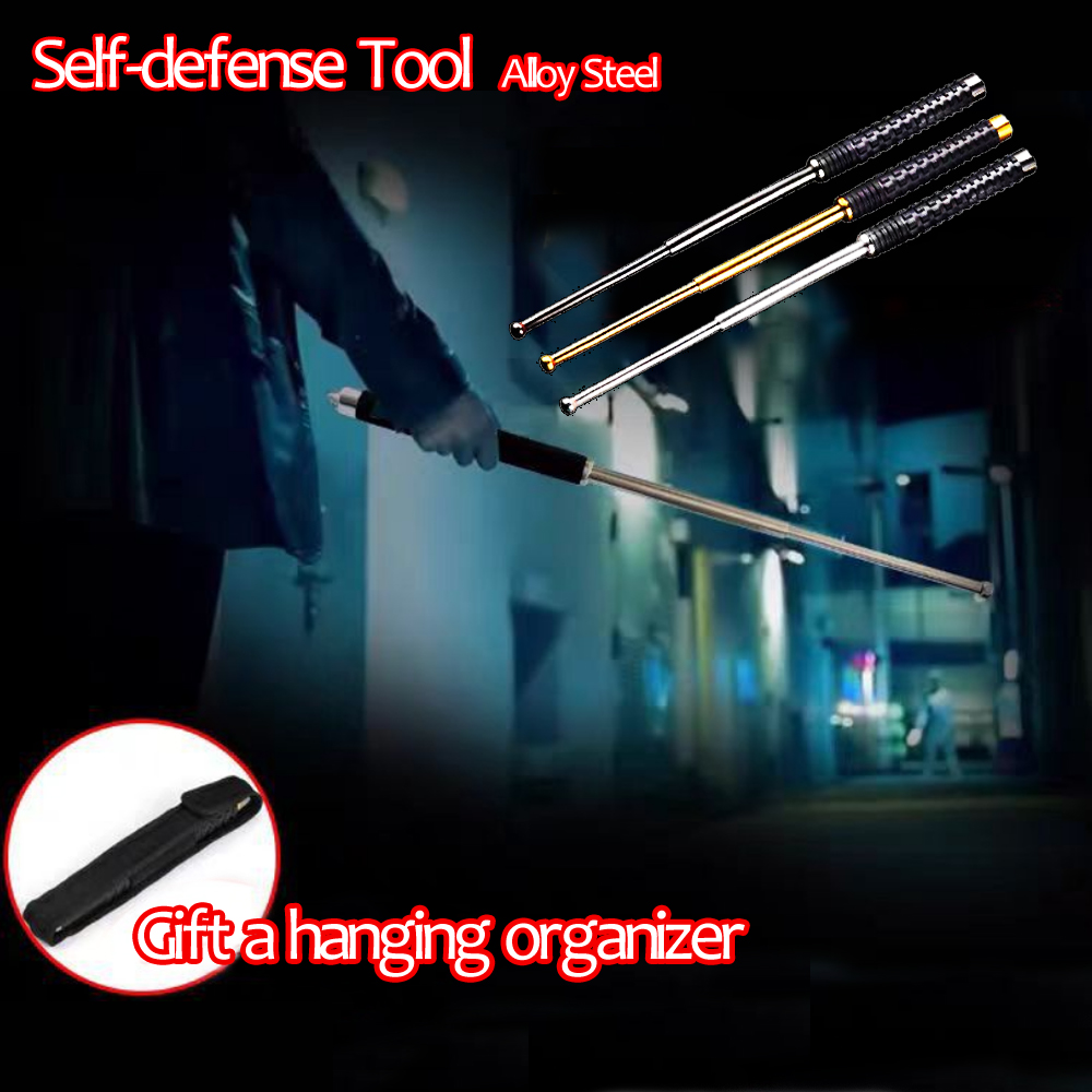 Professional Tactical Retractable Steel Baton, 3-Section Alloy Steel, Personal Self Defense, Car Security, Security Guard Equipment