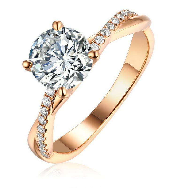 Simple fashion inlaid zircon ring gold plated ring