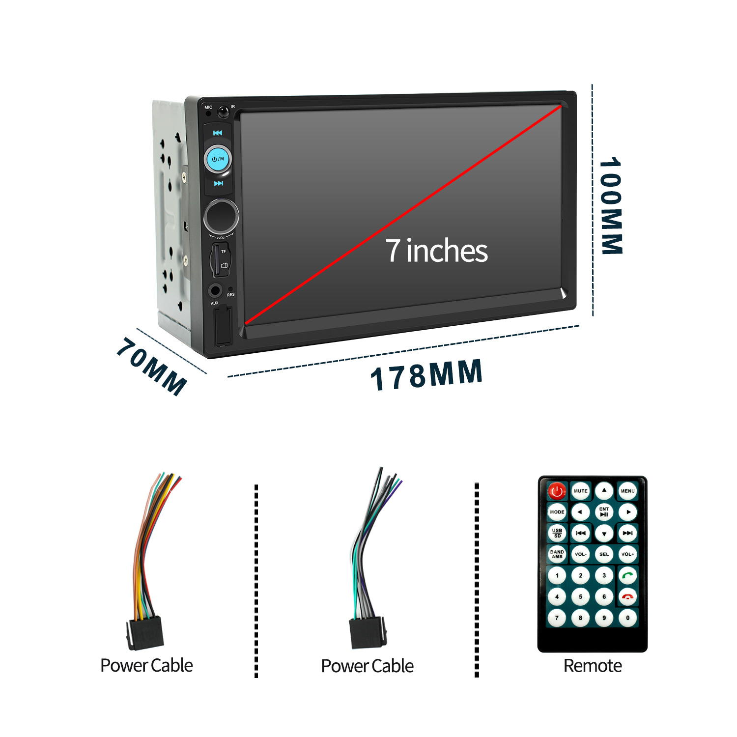 new 7010H 7 inch car MP5 player car radio Bluetooth all in one machine reversing image