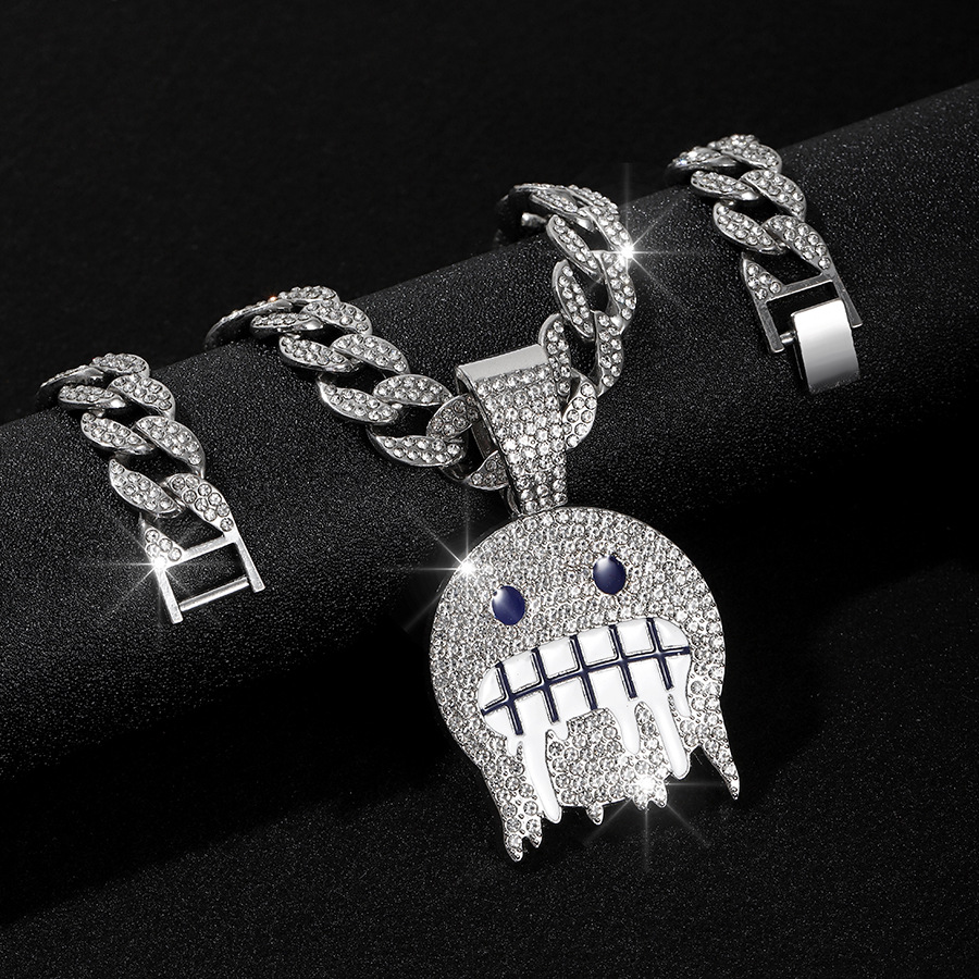 Unisex New Alloy Source Hip Hop Cuban Chain Full Of Diamonds Cold Face Emoji Expression Pendant Jewelry
