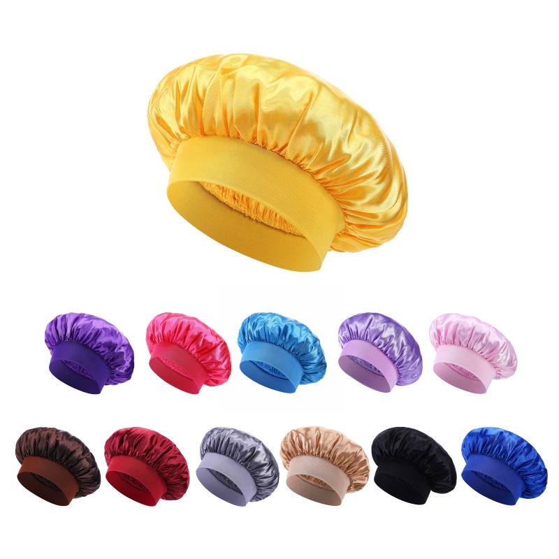 Popular wide brimmed headband elastic sleeping cap Satin confinement chemotherapy cap wide brimmed beauty salon hair care hat