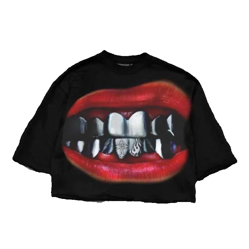 Men's T Shirts Streetwear Shirt Y2 Hip Hop Graphic Print Black Oversized T-Shirt Mens Womens Haruku Style Gothic Cotton