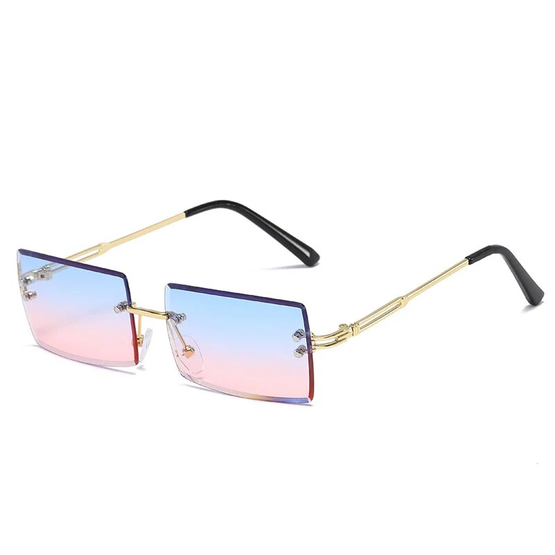 Neue quadratische rahmenlose Sonnenbrille, beliebt in Europa und Amerika, Sommermode, Sonnenbrille, Metall, Retro, trendige Brille