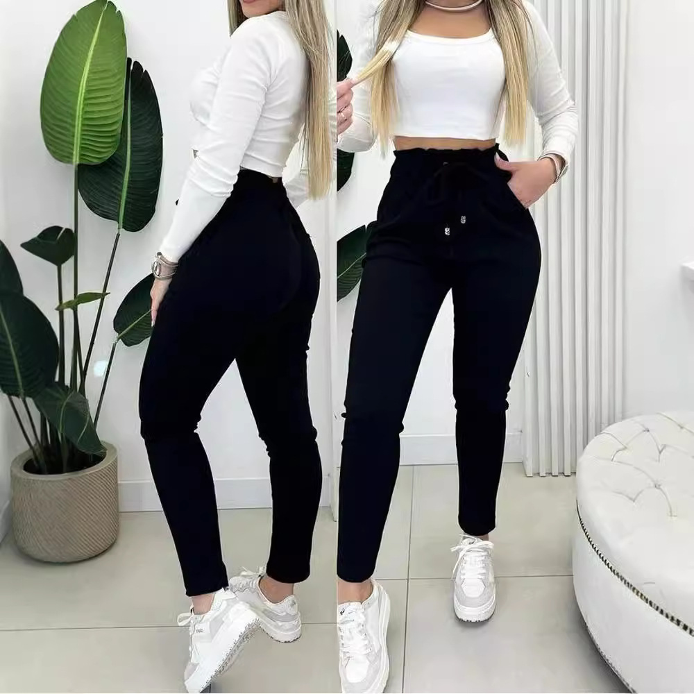 ​​'Dehnbare Skinny-Hose für Damen mit elastischem Bund - Bequeme Slim-Fit-Hose für Freizeit und Arbeit (Schwarz/Khaki, S-4XL)'​​