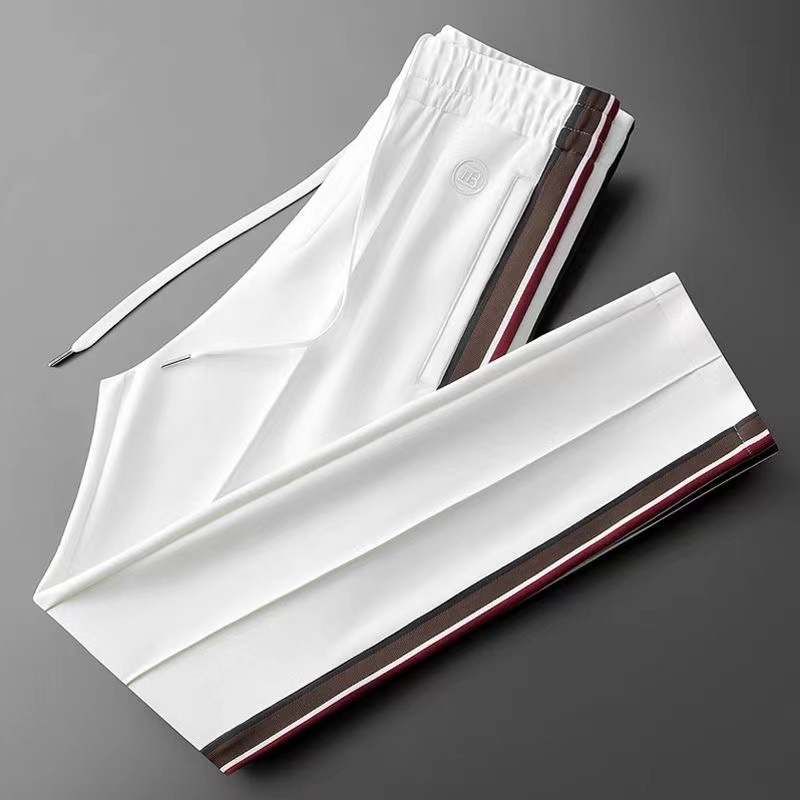 Men's Clothing goods light luxury 2024 spring and summer fashion trend contrast color ribbon thin men's straight sports sweatpants casual pants men