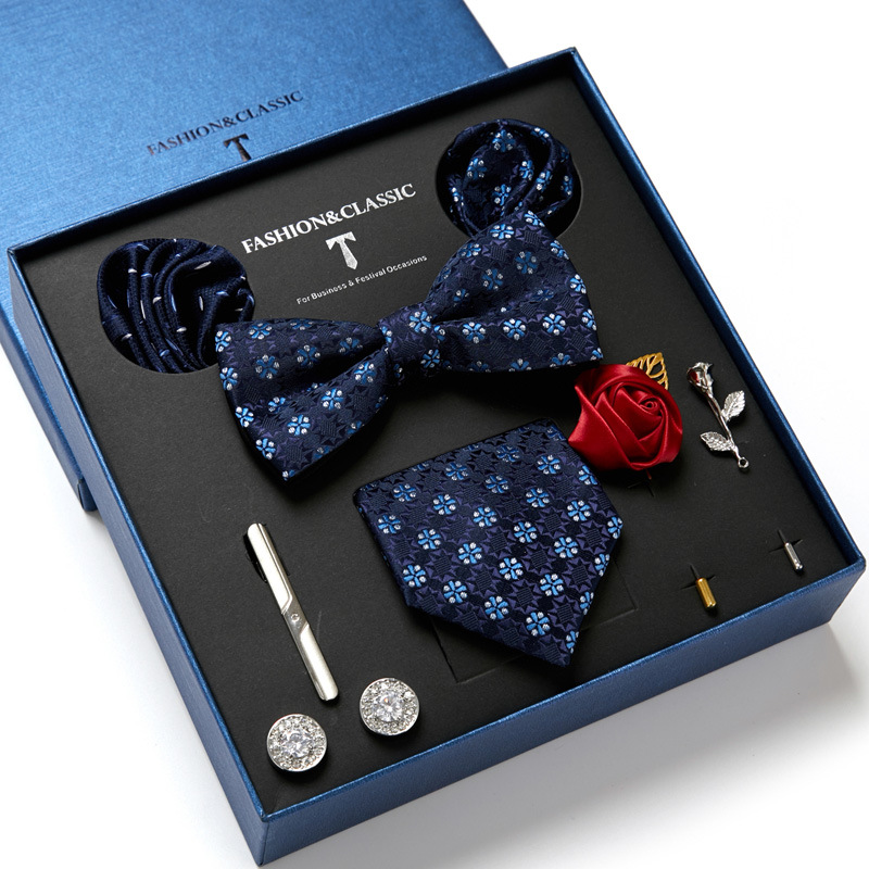 2025 New Men's Gift Box Tie Fashion Business Stripe Tie Square Scarf Combination Set Gift Box Gift