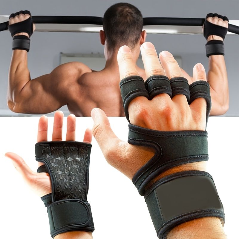 Unisex Fingerless Gloves: Perfect for Weightlifting, Gym Workout, Bodybuilding Dumbbell Training - With Hook & Loop