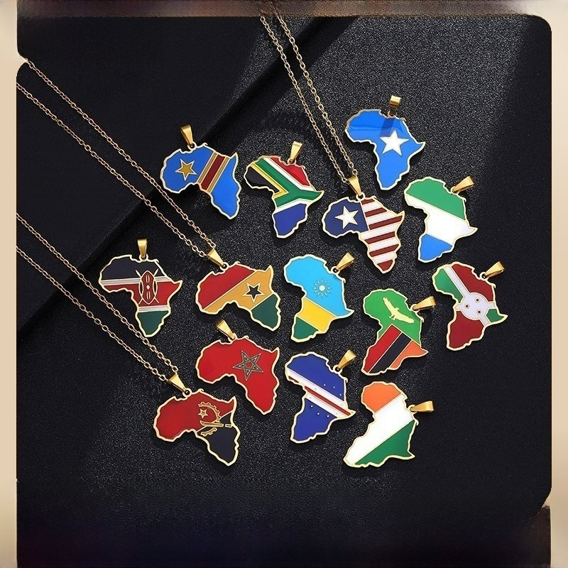 Edelstahl Afrika Karte Halskette Nigeria Ghana Somalia Hängende Karte Anhänger Schmuck Großhandel