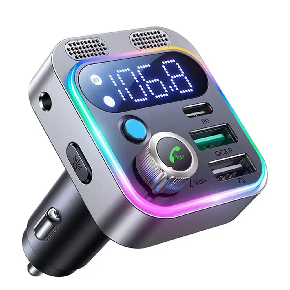 Car Fast Charging Clear Communication 48W Dual Microphone In Car Bluetooth Transmitter Mobile Phone In Car Charger