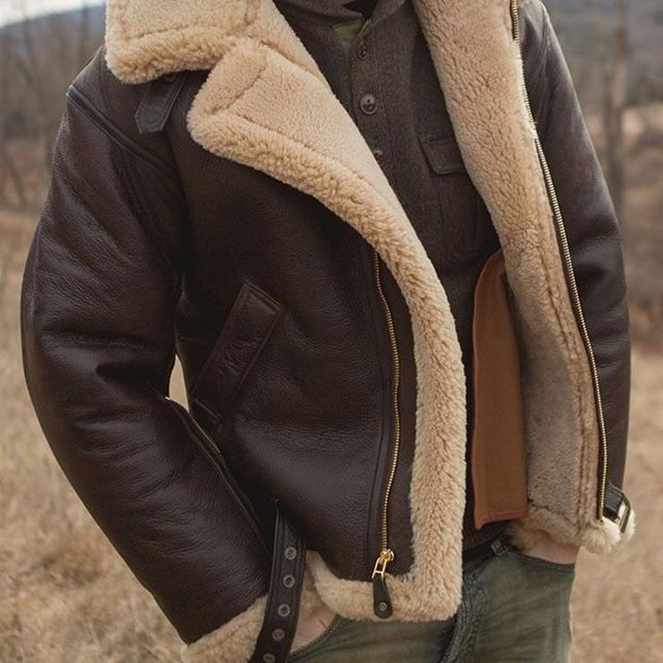 Herren-Winterjacke mit Fleecefutter aus Wildlederimitat – Dicker, warmer Mantel mit Stehkragen, Reißverschluss, langen Ärmeln, mehrere Farben und Größen