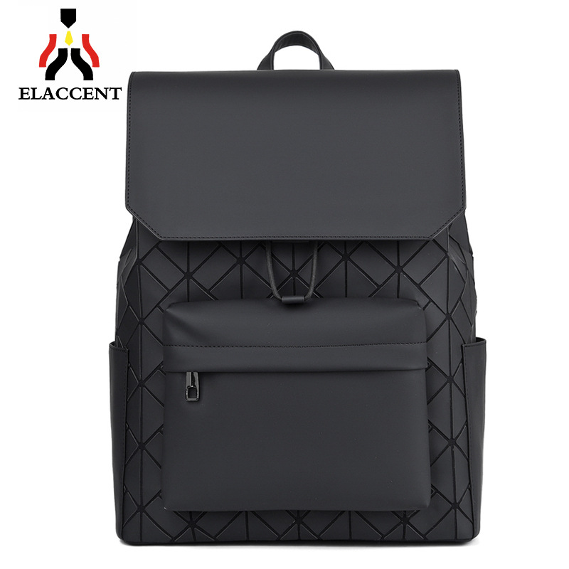 Unisex new style backpack rhombus student schoolbag commuter computer bag fashion texture backpack men