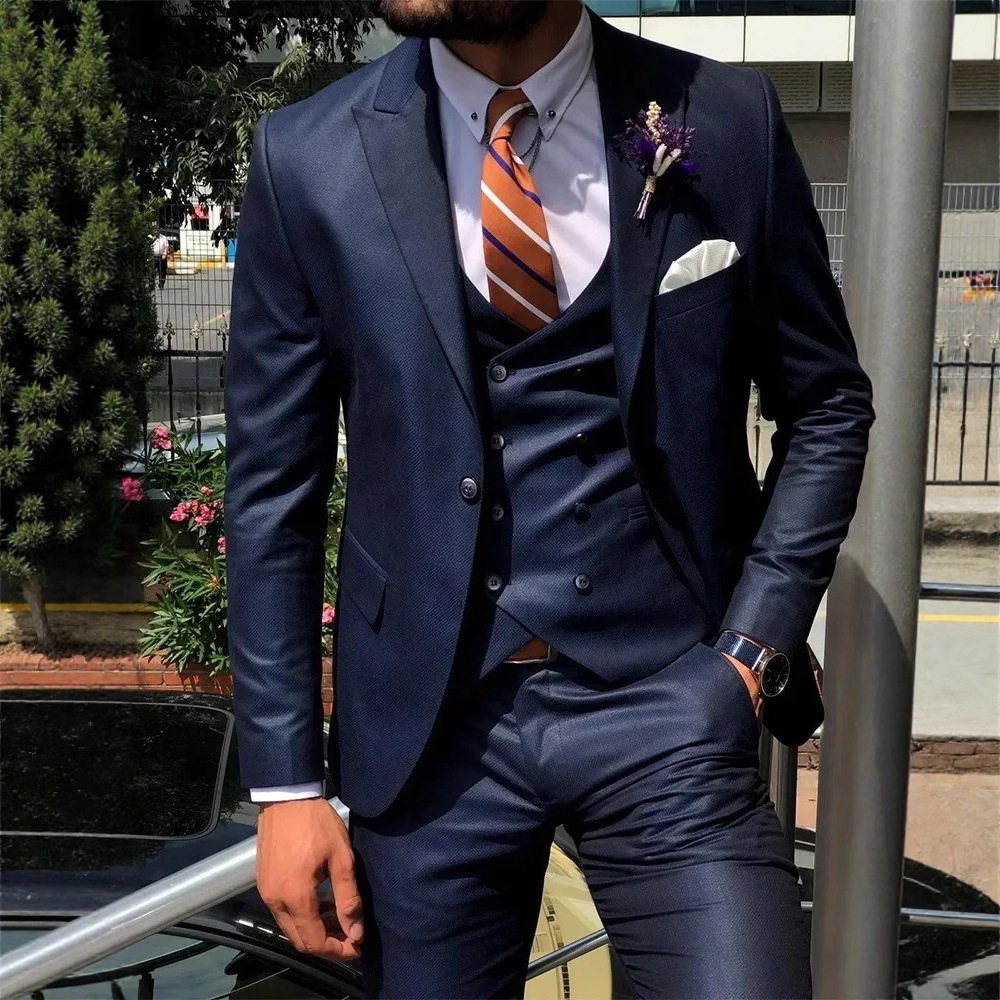 Pulse Pulse European And American High-End Three-Piece New Business Banquet Elegant Gentleman Fashion Suit Set For Men