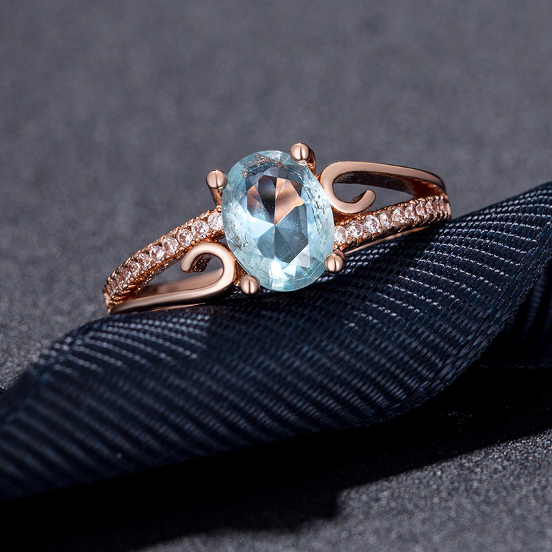 fashion new rose gold inlaid egg shaped gemstone ring for women factory direct sales ring jewelry