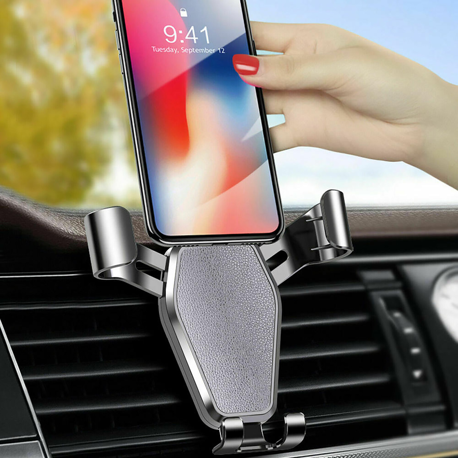 Fuzhongfu Phone Mount Air Vent Clip Triangle Stability Sturdy Gravity Car Phone Holder for Car
