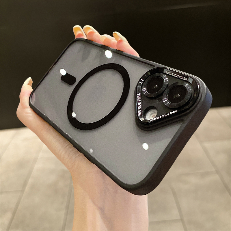 Metal Len Transparent Shockproof Phone Case For iPhone 16 15 14 Plus 13 12 Pro Max 11 Magnetic For Magsafe Wireless Charge Cover