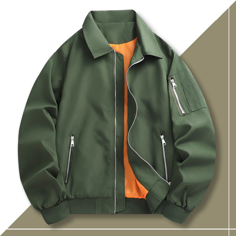 Men's Casual Bomber Jacket - Lightweight Workwear Coat With Zipper Pockets, Loose Fit For Spring & Autumn (Black, Khaki, Army Green)​