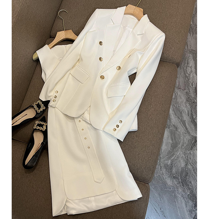 Women's Clothing Women's Fashion Suit White Vest Skirt Temperament Jacket Two-piece Set Look Slim And Young