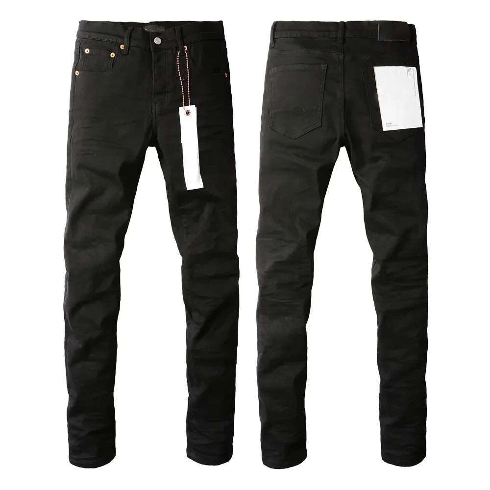 Men's 2024 Solid Streetwear Fashion Black Denim Pants Slim Stretch Jeans