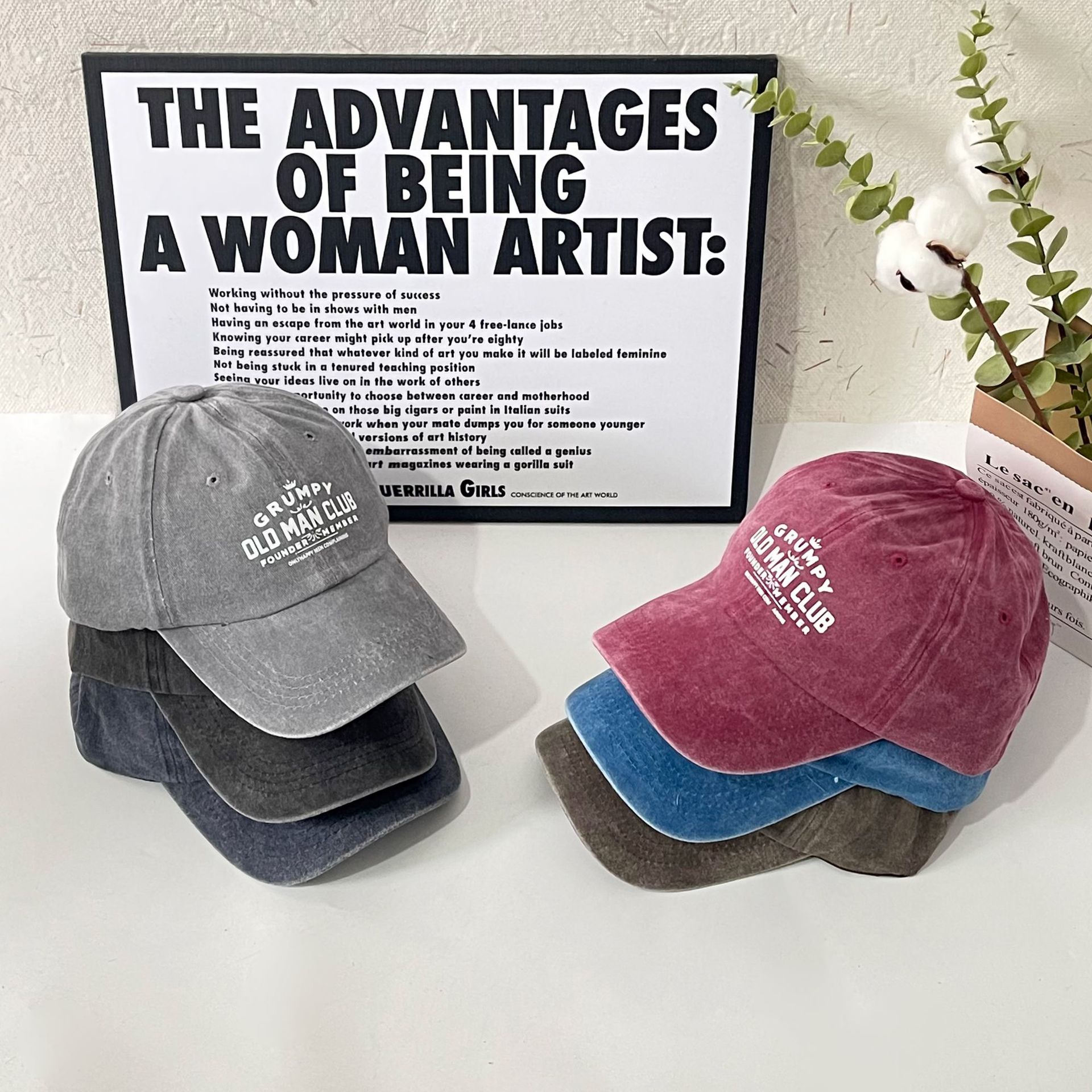 Unisex Alphabet printed washed cowboy baseball cap men's and women's fashion trend sun protection sports