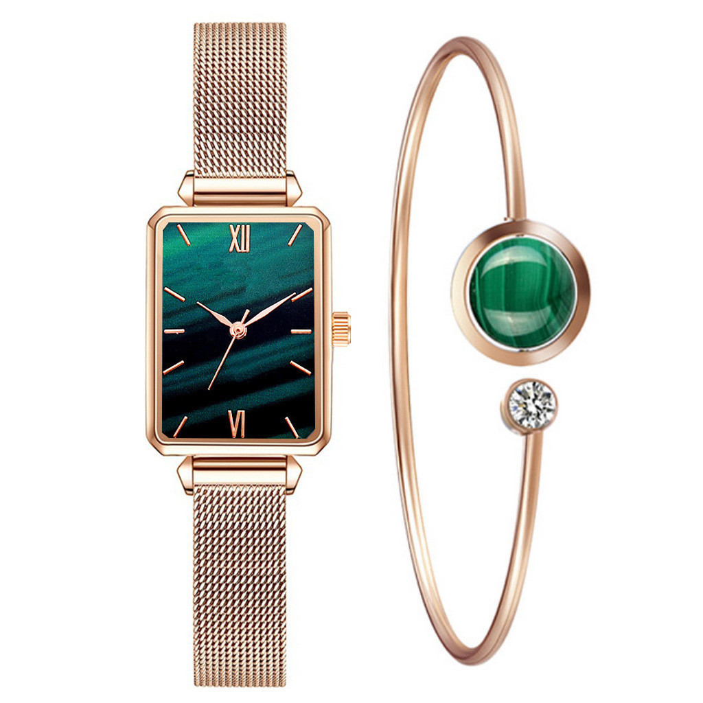 Women's Watches Women's Fashion Watch Alloy Mesh With Small Green Watch Trend Women's Square Head Quartz Watch Women's Watch