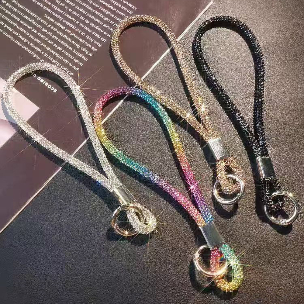Phone Lanyard Crystal Wrist Straps Glitter Rhinestone Mobile Phone Charms Keychain Hanging Anti-lost Cell Phone Accessories