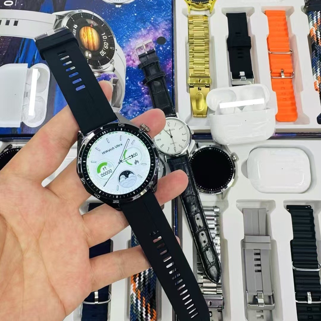 MVP-200 Smart Watch With Bluetooth Earbuds - Round HD Touchscreen 4 Interchangeable Straps Fitness Tracker & Call Function