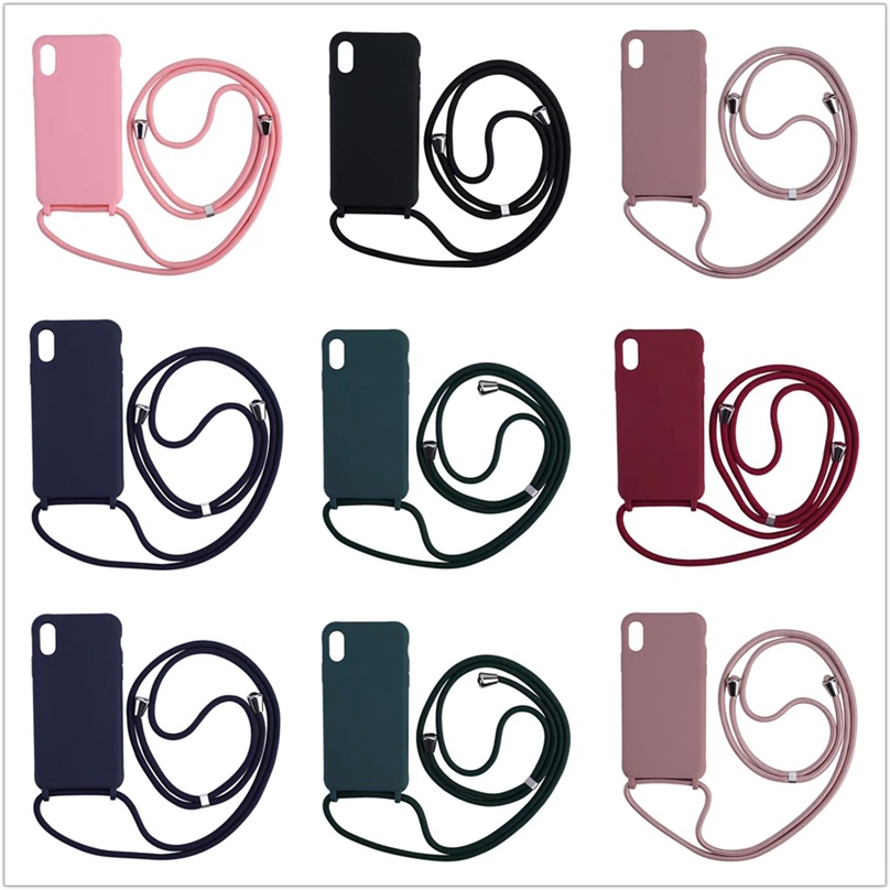 Necklace Lanyard Silicone Crossbody Phone Case for iPhone 12 11 13 Pro Max Mini X XS MAX XR 7 8 Plus Strap Cord Chain Ba
