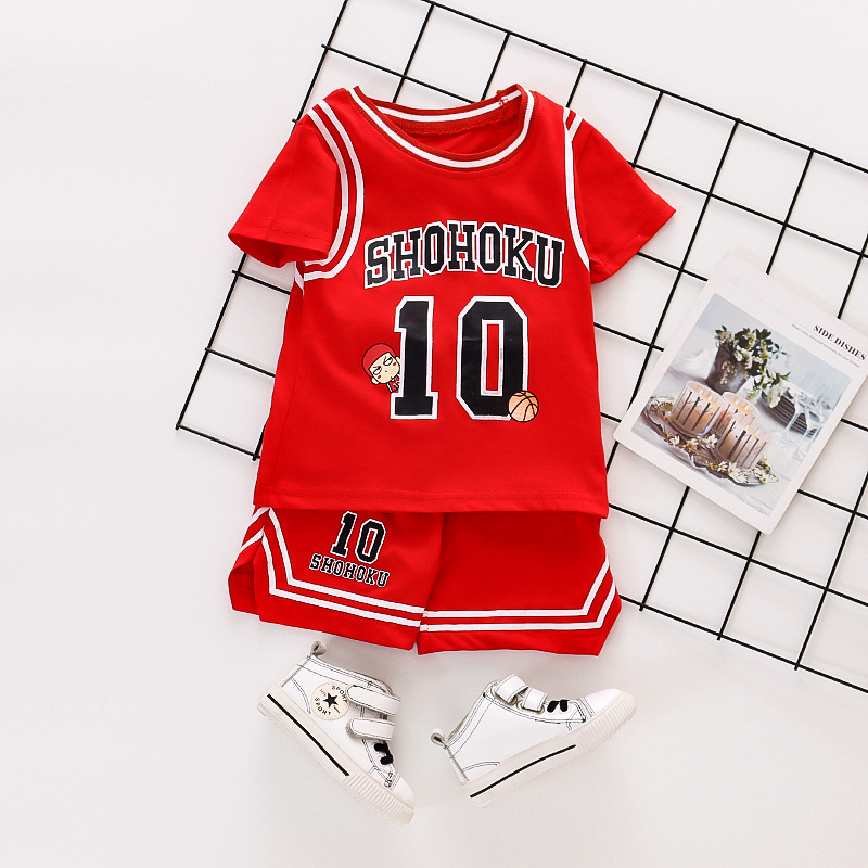 Baby sportswear, children's doll basketball sports short sleeved set, Korean version cute