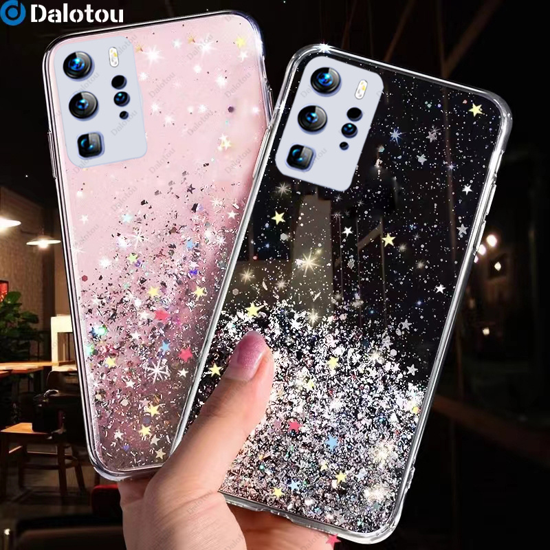 Luxury Bling Glitter Star Case For Huawei P40 Pro P30 Lite P20 P50 Honor 50 20 Pro 8X 10 Mate 20 Y7 Y9 2019 P Smart 2021