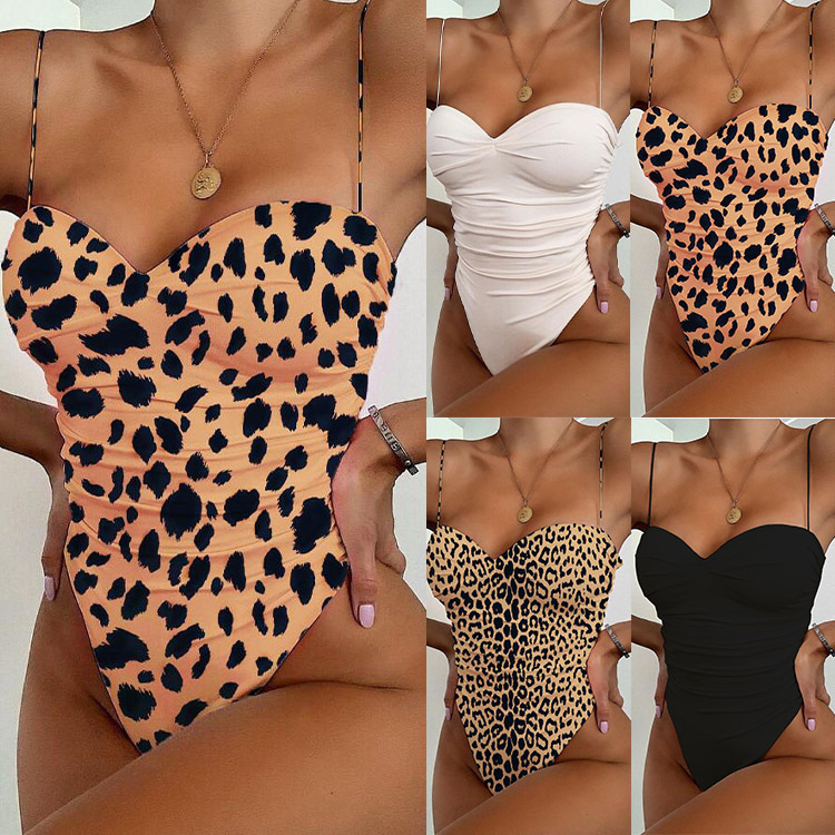 Popular women's one-piece swimsuit leopard print one-piece bikini set