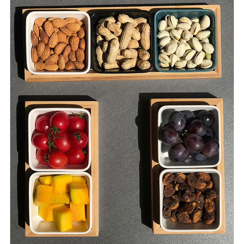 Home Garden Fruit Plate Divided Snacks Nuts Snack Dish Candy KTV Seasoning Dessert Ceramic Dried Fruit Plate Packaging Box