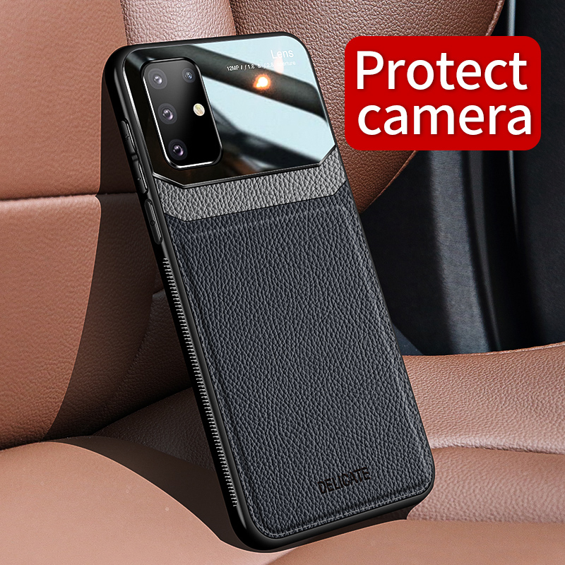 For samsung s20 fe Case Leather Glass Cover Cases For samsung galaxy s20 a12 m31s m51 a51 a71 4g a42