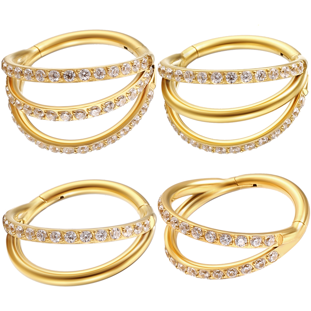 F136 Titanium 16G Hinged Segment Nose Ring ZC Septum Clicker Daith Earrings Hoop Ear Cartilage Tragus Helix Piercing Jewelry