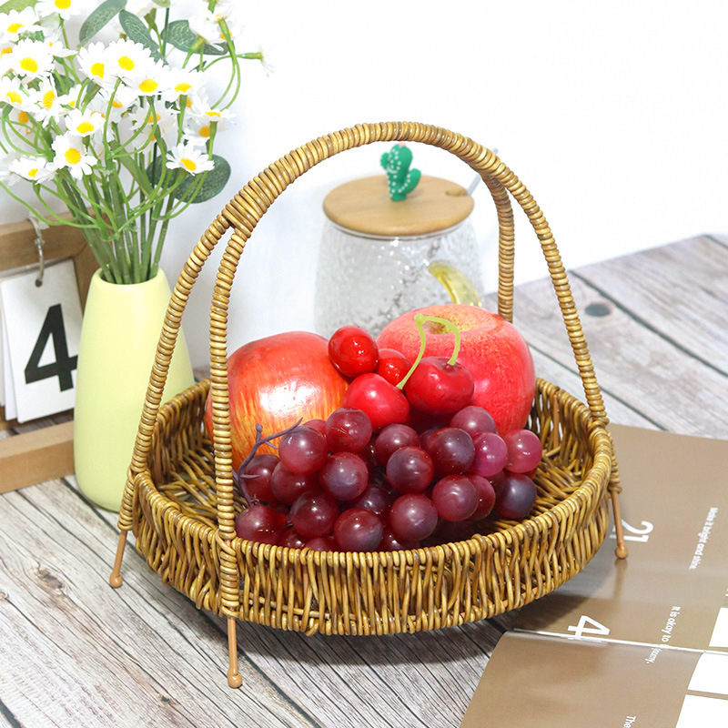 Creative Single Layer Fruit Plate European Style Dried Fruit Plate Woven Woven Basket Hot Pot Shop Snacks Hand Basket Storage Basket