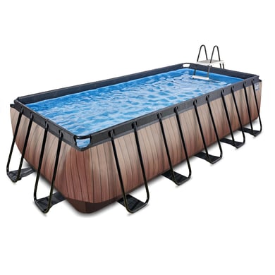 EXIT Wood Pool 540x250x122cm mit Sandfilterpumpe, braun