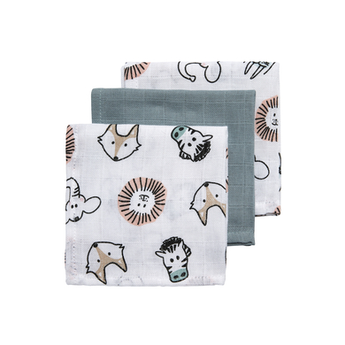 Meyco Spucktücher 3er-Pack Animal/Stone Green 30 x 30 cm