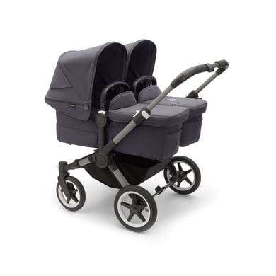 bugaboo Zwillingswagen Donkey 5 Twin Complete Graphite/Stormy Blue Inklusive Gratis Erweiterungsset