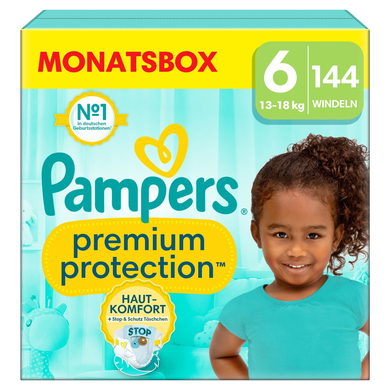 Pampers Premium Protection, Gr. 6 Extra Large, 13kg+, Monatsbox (1x 144 Windeln)