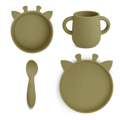 nuuroo Geschirrset Lykke Giraffe 4-teilig, Olive green