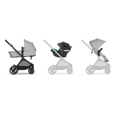 cybex GOLD Kombikinderwagen Eos Basic inklusive Babyschale Aton B2 Black Lava Grey