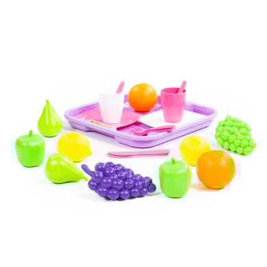 Wader Quality Toys Geschirrset mit Früchten auf Tablett, 21-tlg.