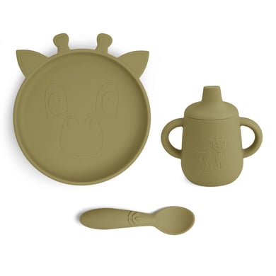 nuuroo Geschirrset Elke Giraffe 3er Set Olive Green