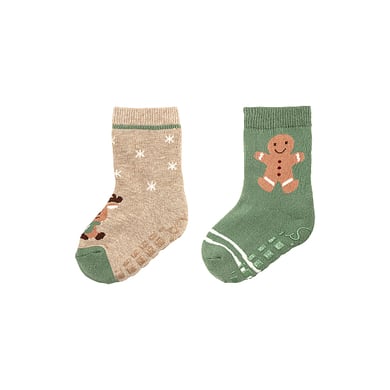 Sterntaler ABS-Söckchen Doppelpack Weihnacht beige melange