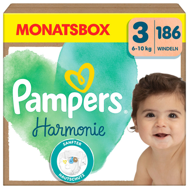 Pampers Windeln Harmonie Gr. 3 Midi, 6-10 kg, Monatsbox (1x186 Windeln)