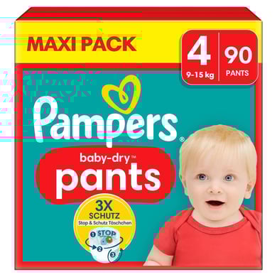 Pampers Baby-Dry Pants, Gr. 4 Maxi, 9-15kg, Maxi Pack (1 x 90 Pants)