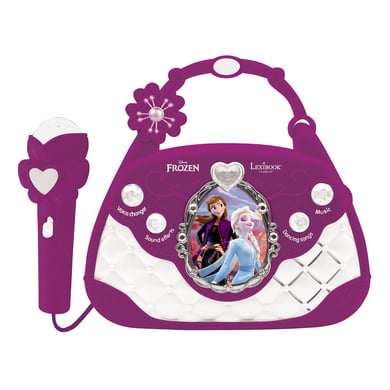 LEXIBOOK Disney Die Eiskönigin Karaoke- und Musiklautsprecher im Handtaschendesign mit Mikrofon, Stimmwechsler und Audio-In-Kabel