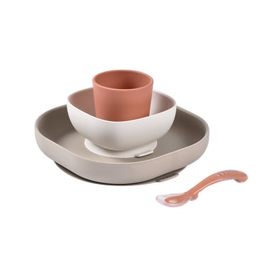 BEABA® Geschirrset aus Silikon Terracotta, 4-teilig