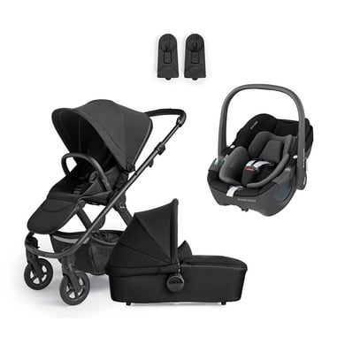 Silver Cross Kombikinderwagen Tide Space Schwarz inklusive MAXI COSI Babyschale Pebble 360 Essential Black