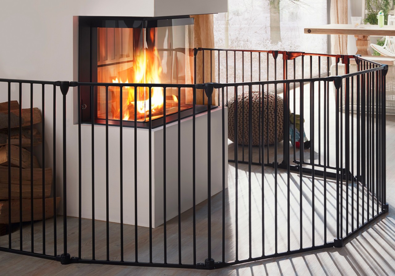 IMPAG® Kaminschutzgitter XXL 370 cm | 6 tlg. [Brilliant-Schwarz]''