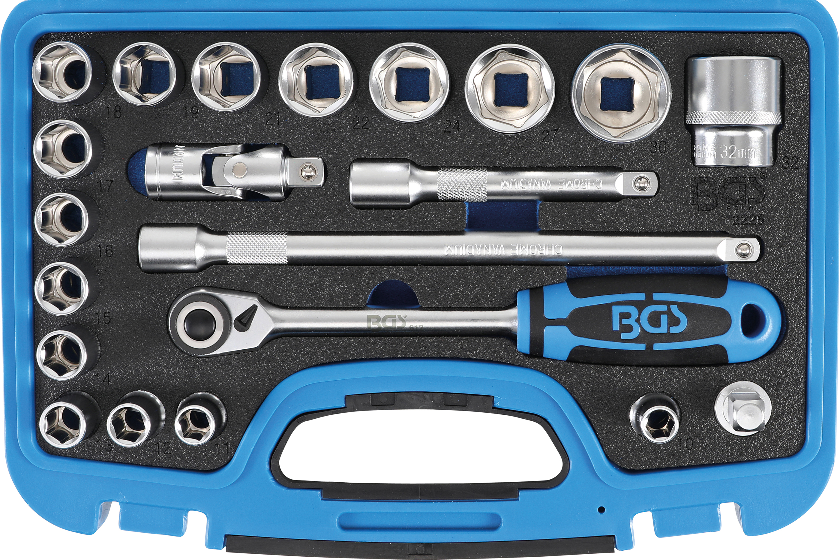 Steckschlüssel-Satz  Antrieb 125 mm 12  SW 10 - 32...